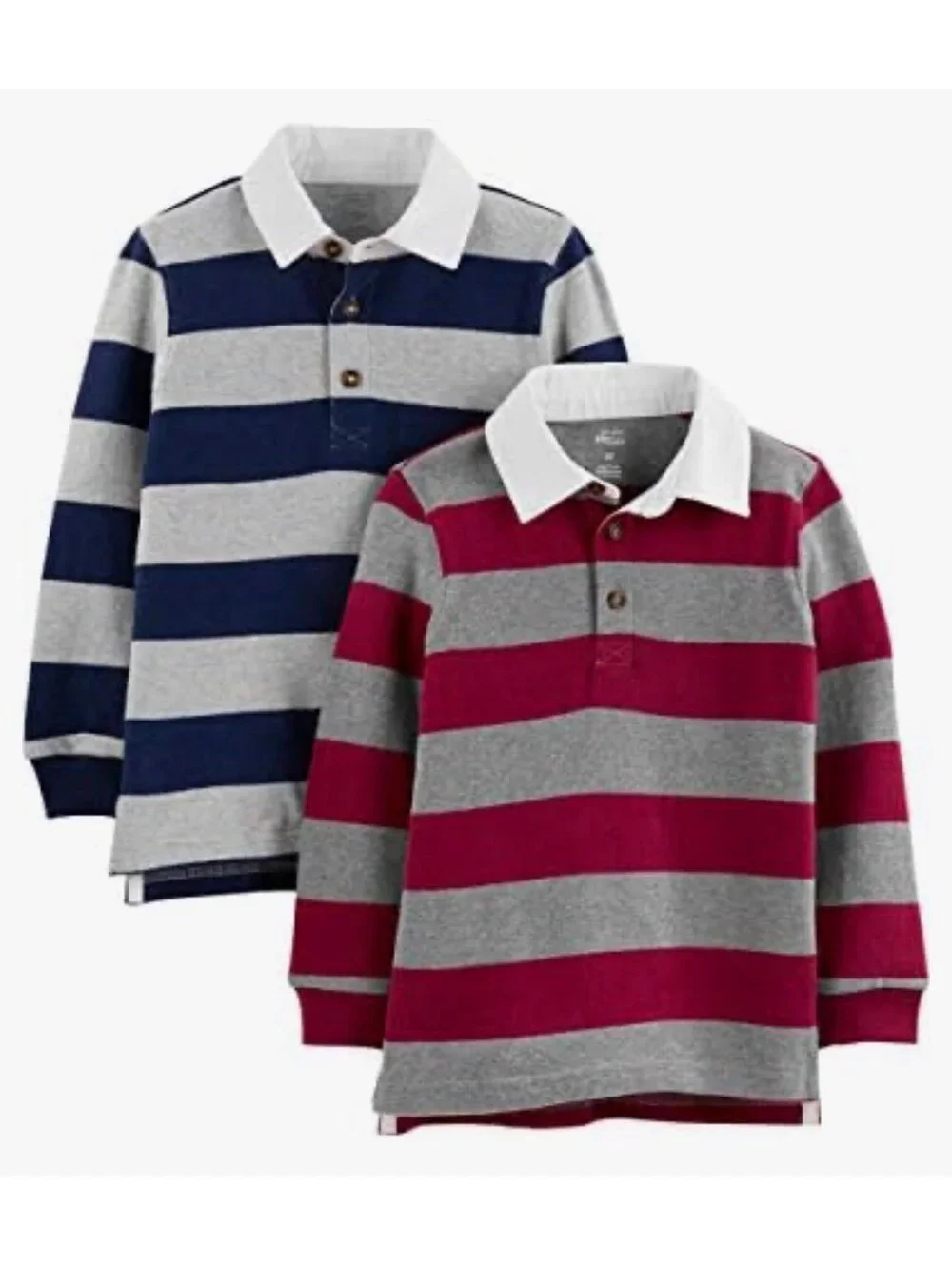 Carter’s Boys Long Sleeve Rugby Polo Shirt 2-pk Set, Striped & Collared (3T)